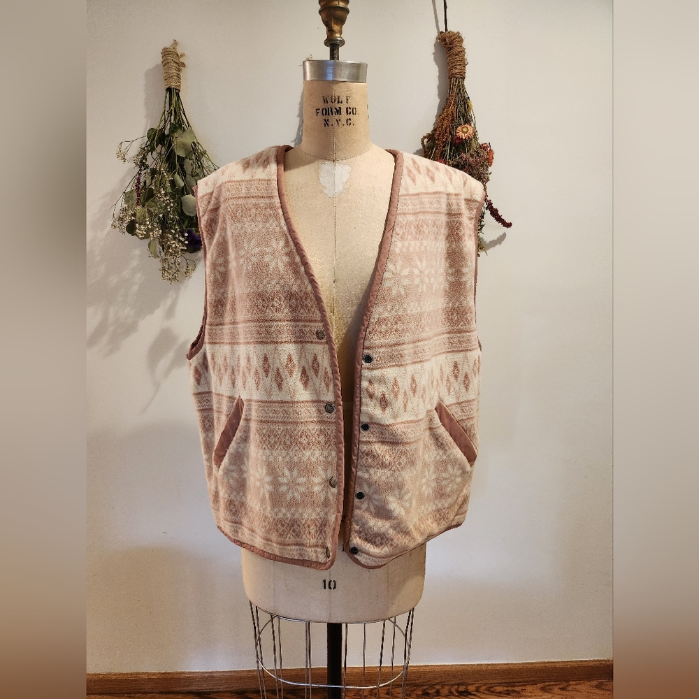 Vintage Fleece Reversible Vest with Snaps